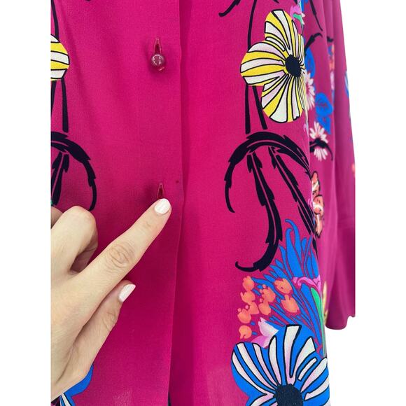 ETRO Silk Floral Print Longline Button-Down Tunic Shirt – Size 42 - Picture 9 of 13